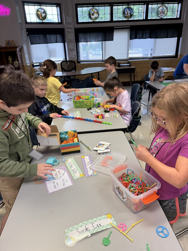students working with stem bins