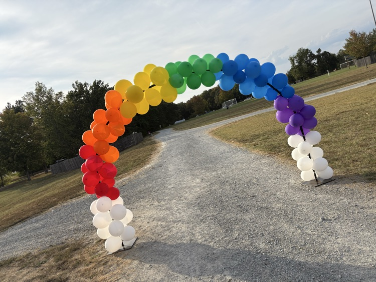rainbow balloon arch