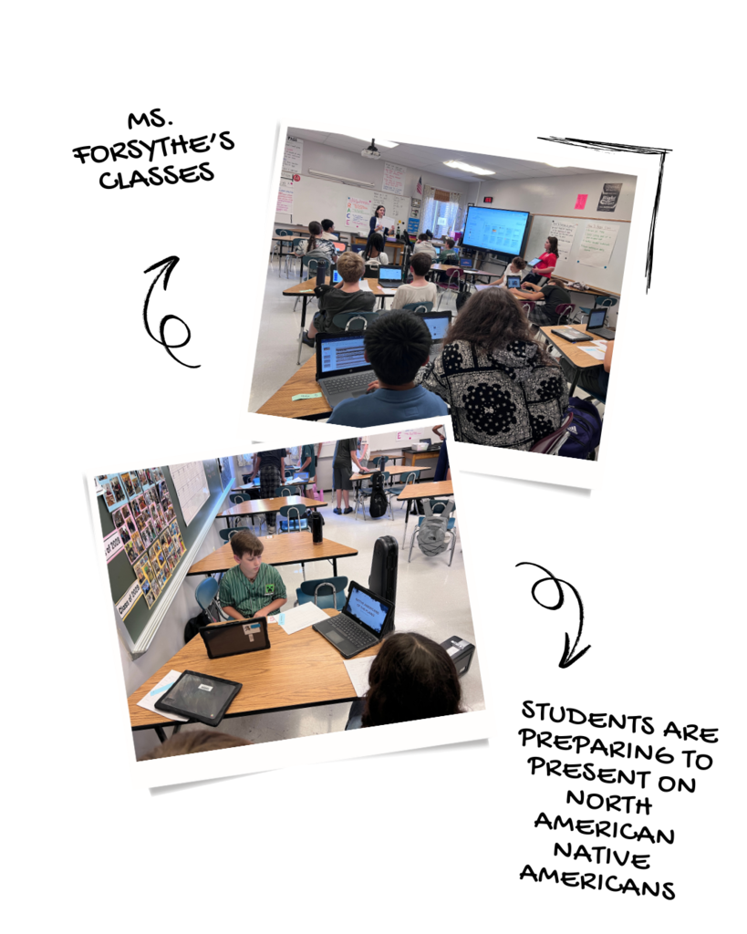 Students are preparing to present on North American Native Americans in Ms. Forsythe's class