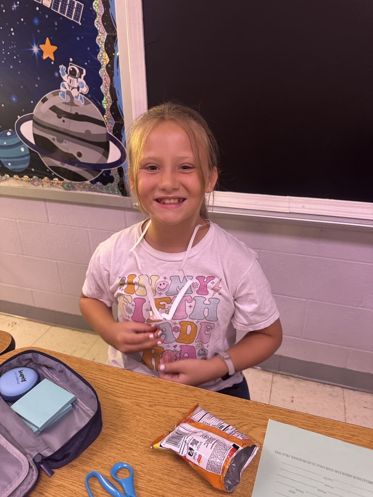 Students with index cards over their heads after completing a classroom activity.