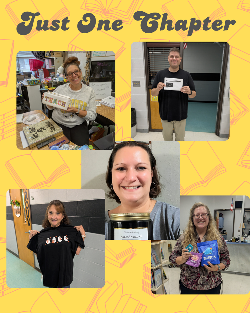 Teachers posing with prizes they won from a reading challenge.