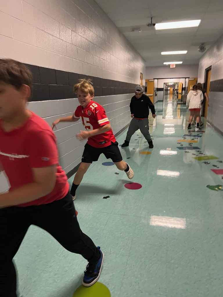 students completing activities on the sensory path