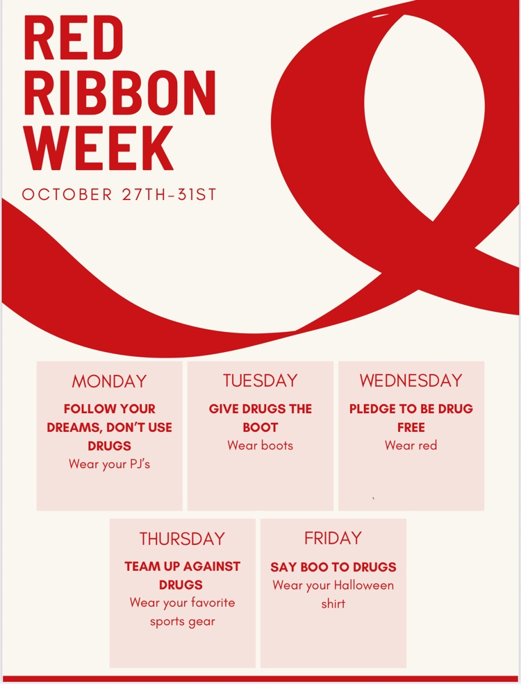 dress up days: Mon-pj, Tues-boots, Wed- wear red, Thurs-sports gear, Fri-Halloween shirt