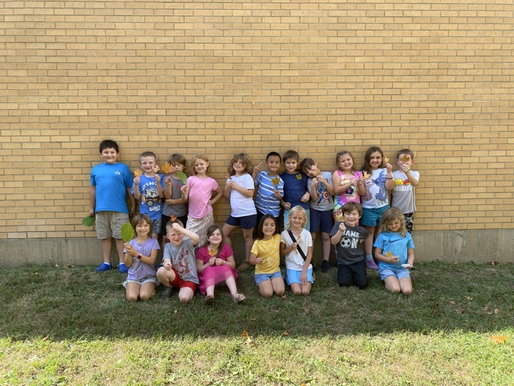 leaf hunt adventure with first grade students