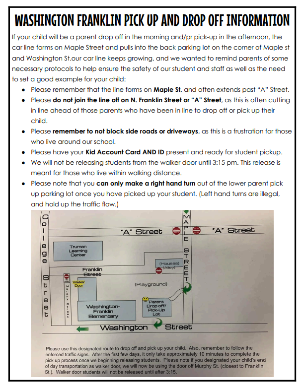 pick up and drop off information