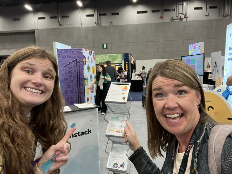 Ms. Gilliam and Mrs. Pullium posing with the Farmington Beanstack Case study