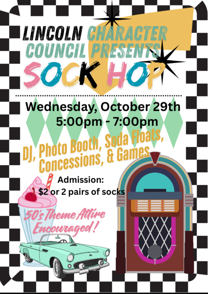 Sock Hop October 29th 5:00pm-7:00pm