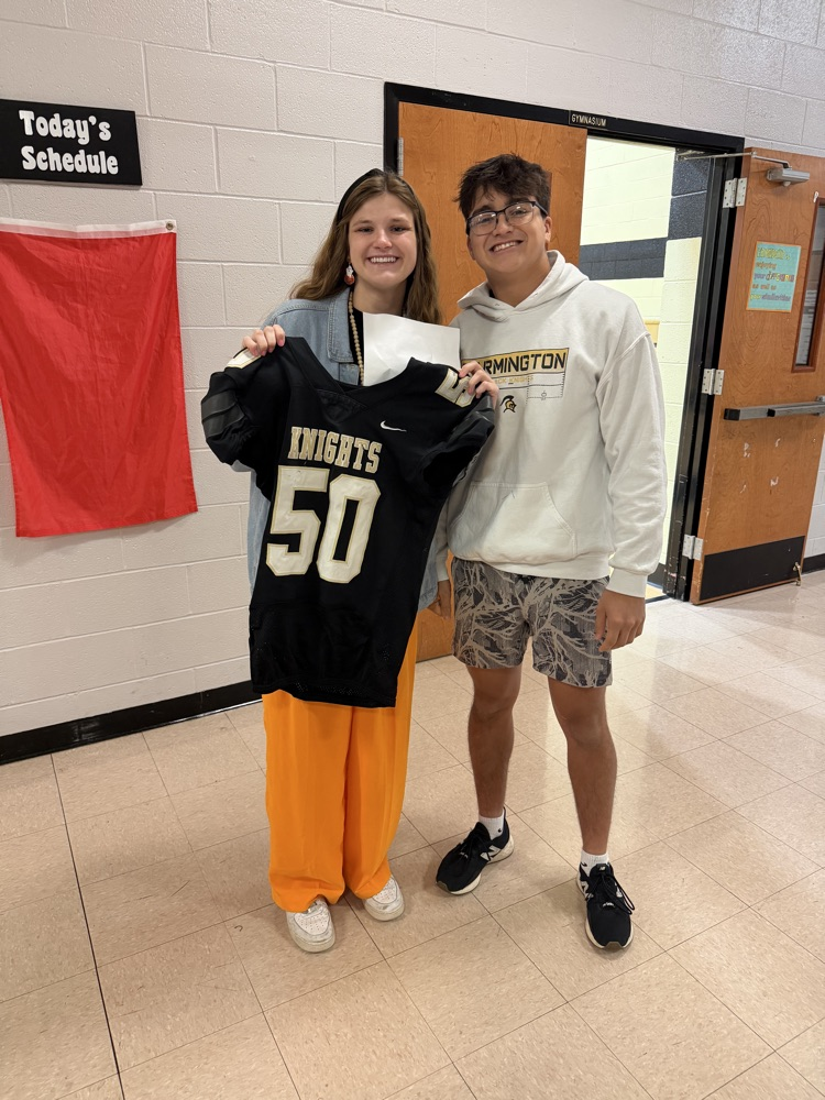 high school football student with Ms. Gilliam