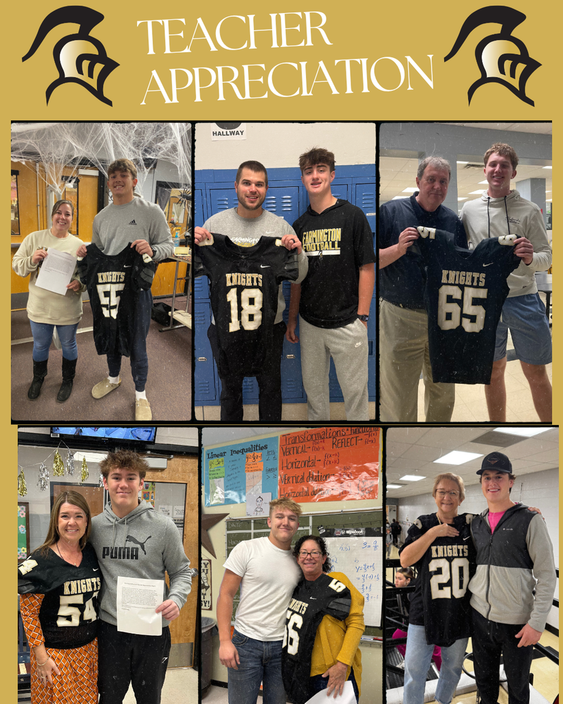 collage of teachers with a football player each holding a jersey