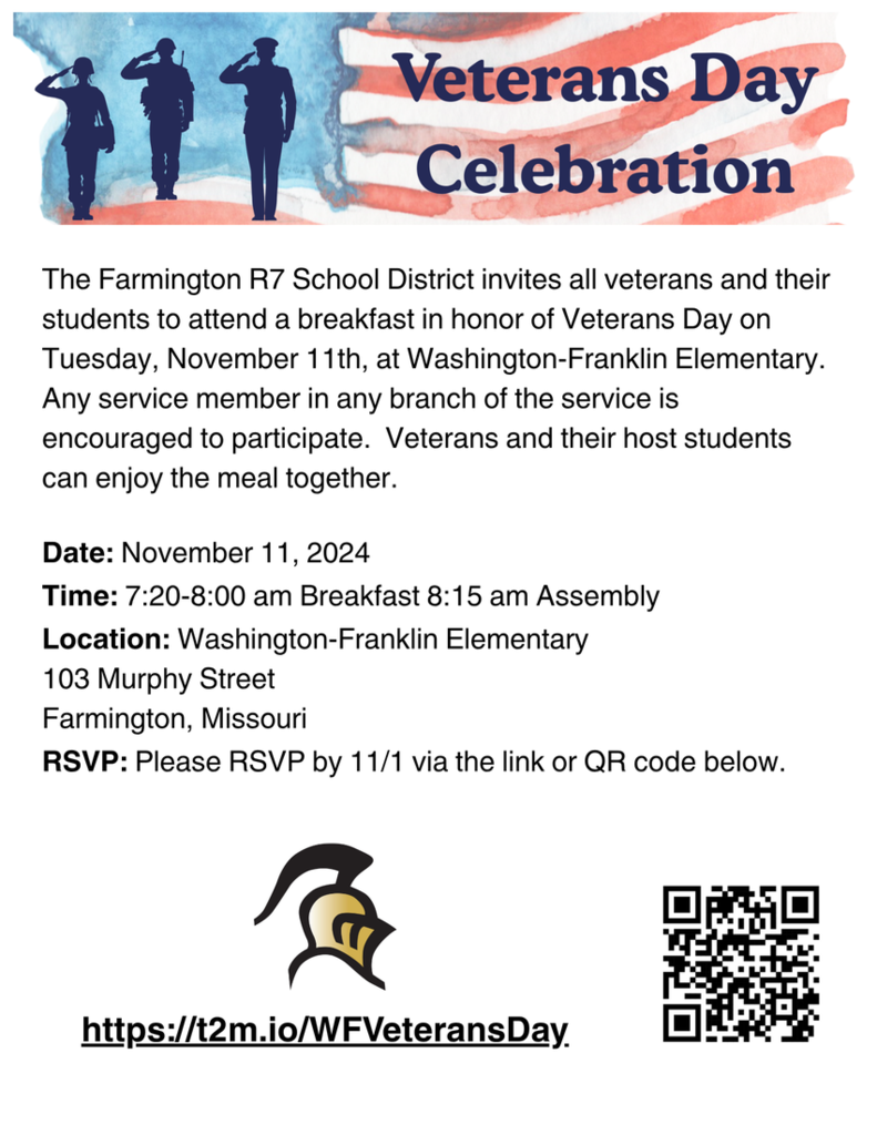 Veteran's Day breakfast and assembly on 11/11/25 