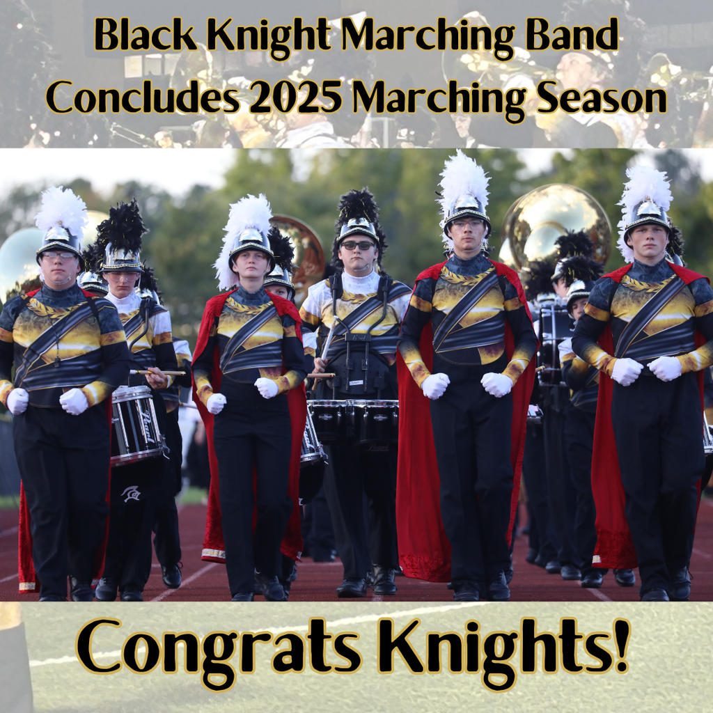 photo of drum maajors and the words congrats Knights!