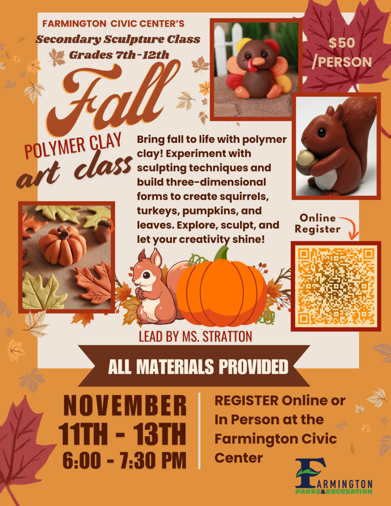 Fall Art Camp details in caption