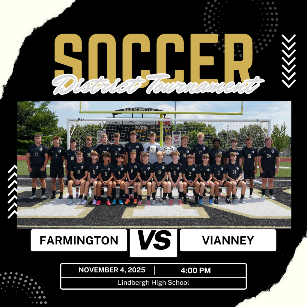 soccer district tournament farmington vs vianney at Lindbergh High school 4 pm picture of the team
