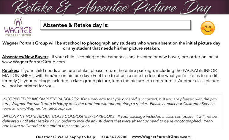 Retake and Absentee Picture Day  Nov. 25th 