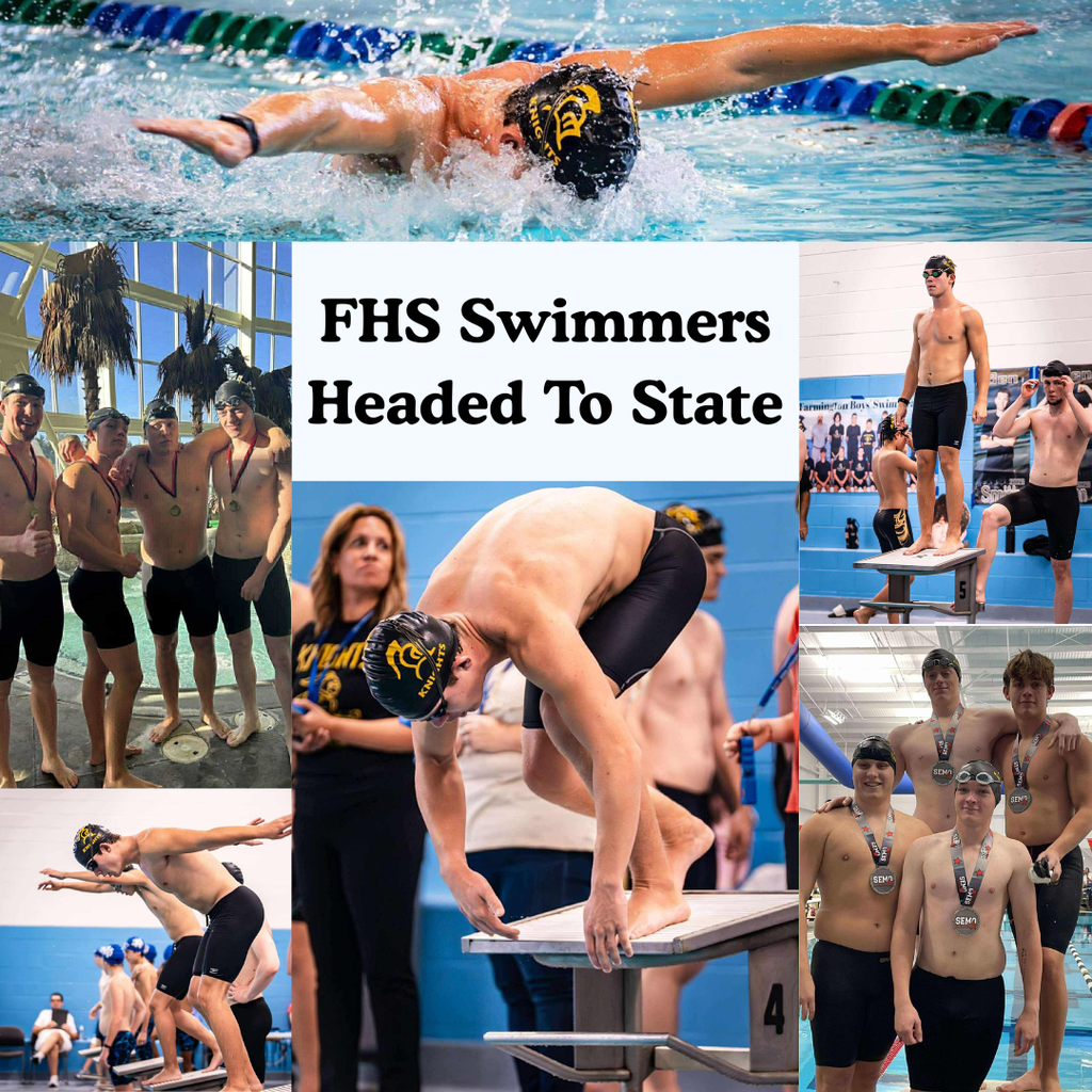 collage of swimmers at meets