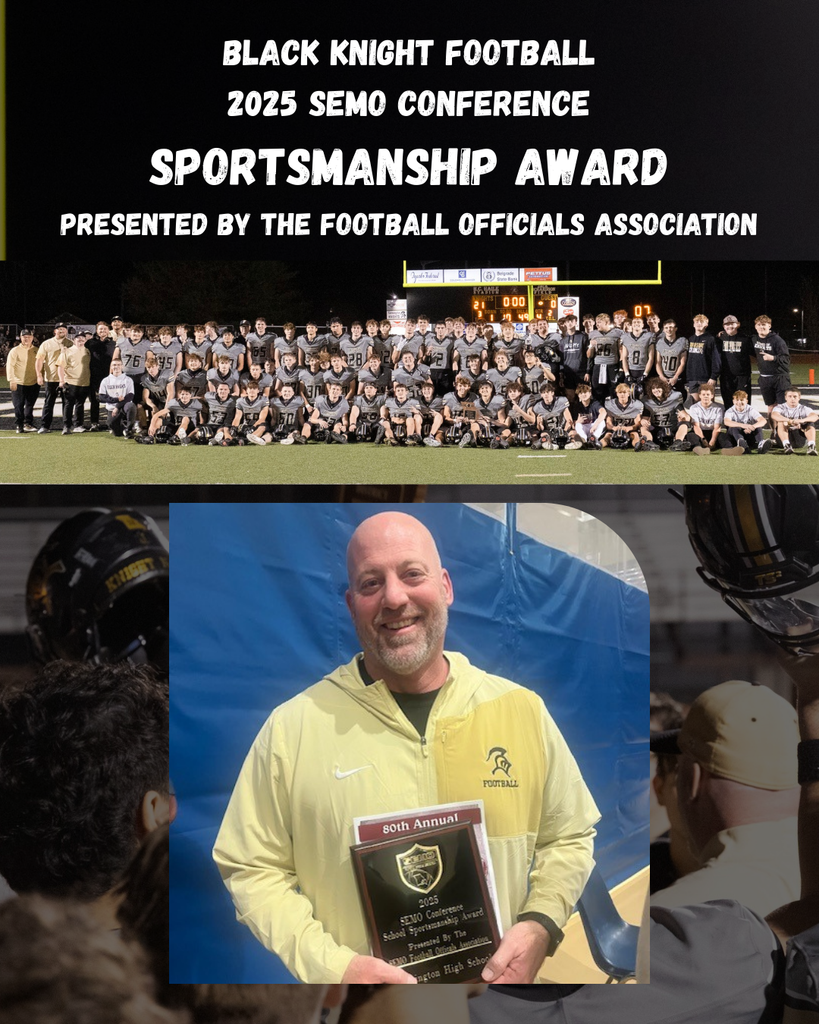 A photo of the football team and another photo of Coach Eckley holding the sportsmanship award
