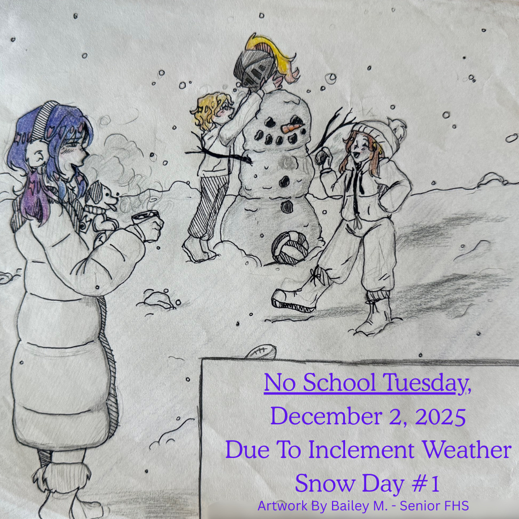 Picture of kids outside building a snowman by Bailey M a senior at FHS