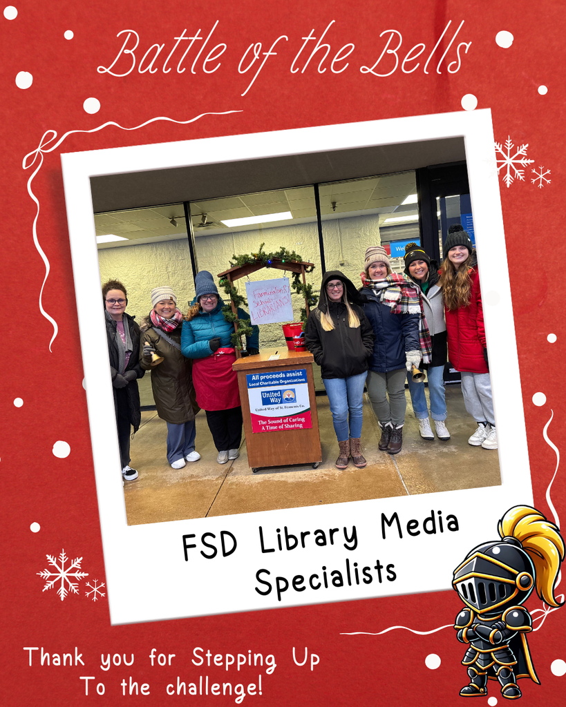 Battle of the Bells photo of the librarians ringing the bell at Walmart