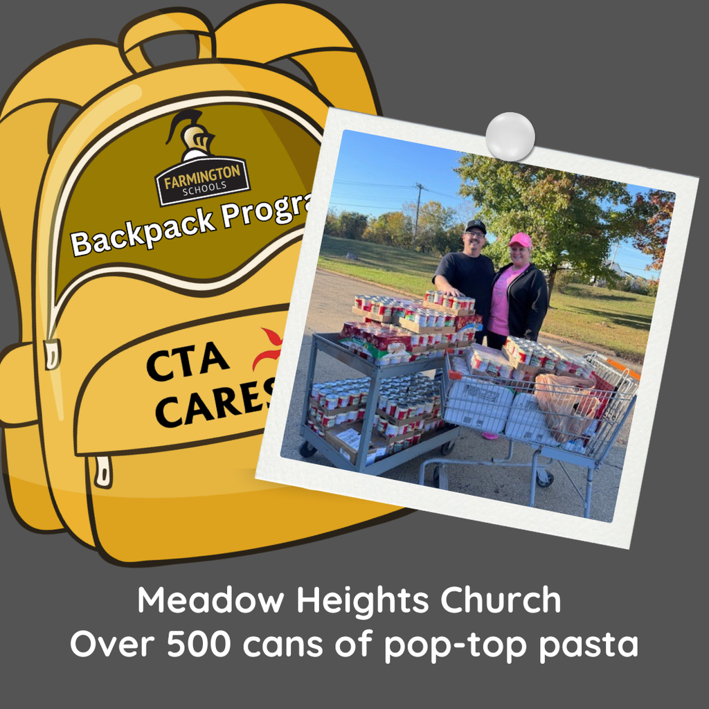 Individuals from Meadow Heights church with over 500 cans of pop-top pasta