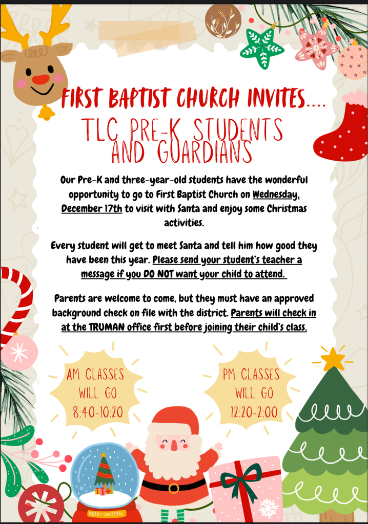 Prek Visits Santa At First Baptist Church