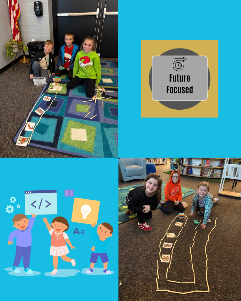 collage of pictures of students in library participating in the coding activity #FutureFocused graphic