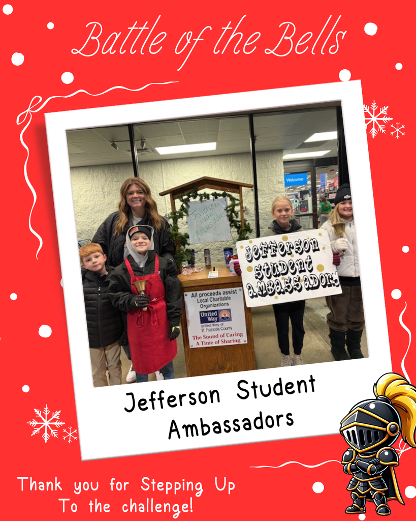 student ambassadors ringing the bell for the United Way with Mrs. Sullivan