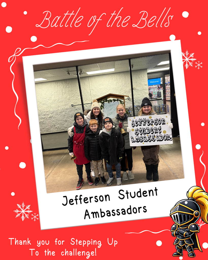 student ambassadors ringing the bell for the United Way with Mrs. Keutzer
