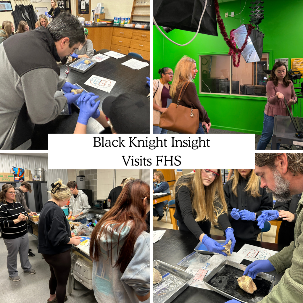 Collage of students and Black Knight Insight participants participating in classroom activities