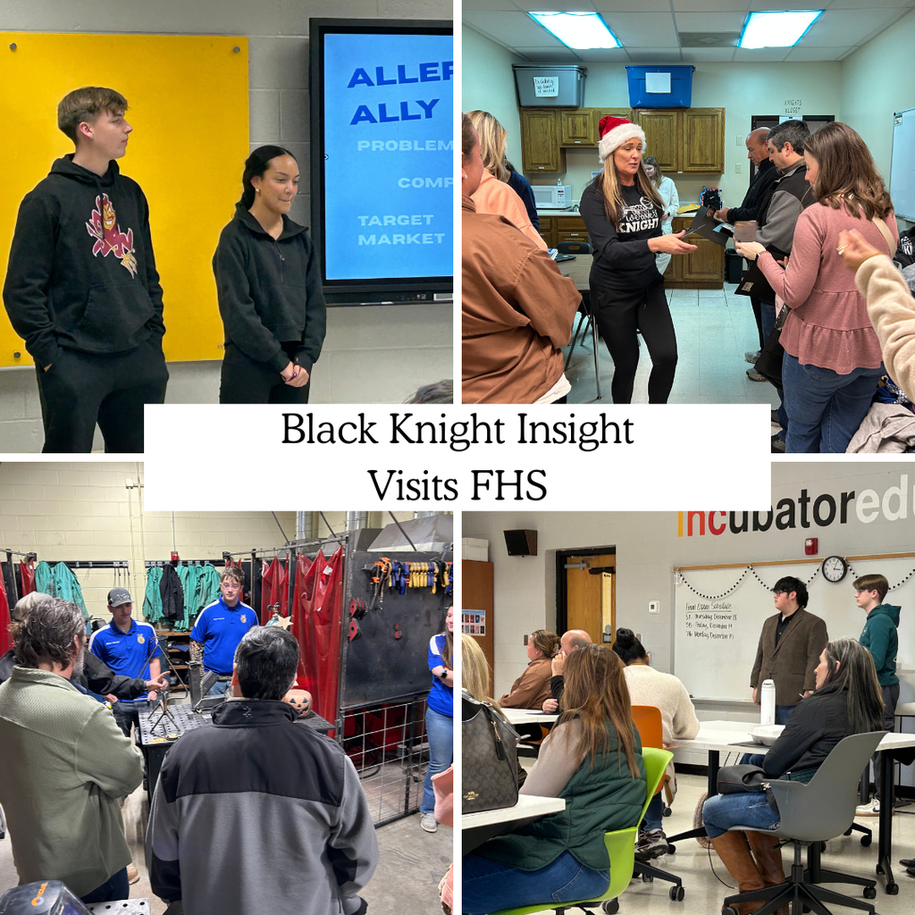 Collage of students and Black Knight Insight participants participating in classroom activities