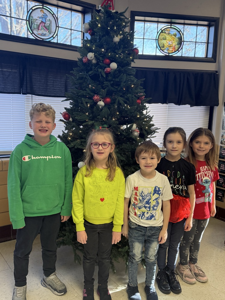 first grade students on red/green day