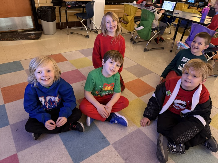 first grade students on red/green day