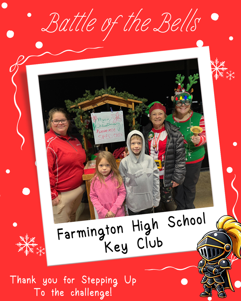 SPED teachers from Roosevelt Elementary and some elementary aged students ringing the bell