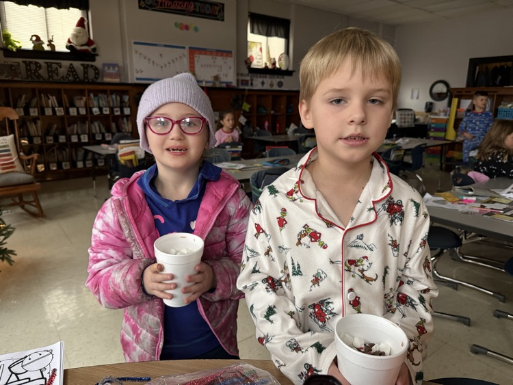 students enjoying hot cocoa