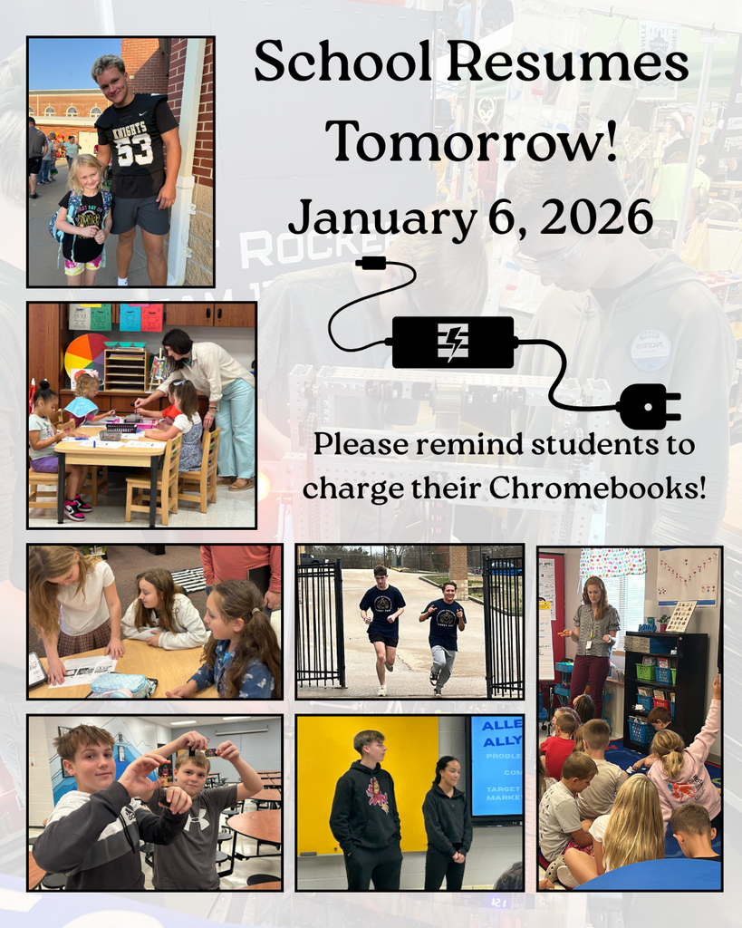 school resumes tomorrow. charge your Chromebooks. Collage of students in classes