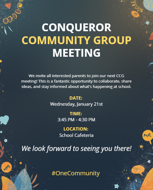 CCG Meeting today after school! 3:45-4:30