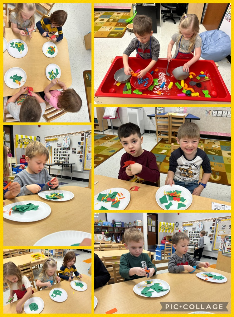 Mrs. Hayes kids making scissor salad. 