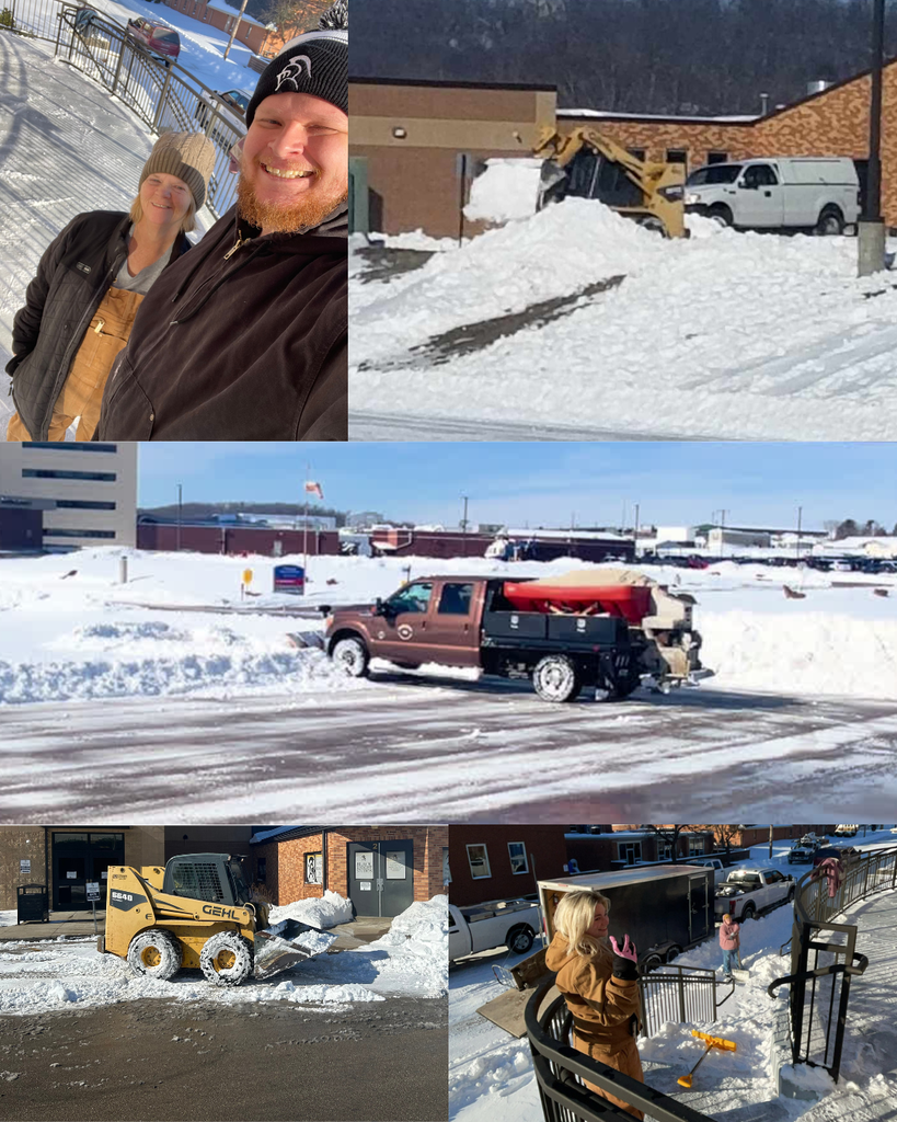 collage of maintenance clearing snow