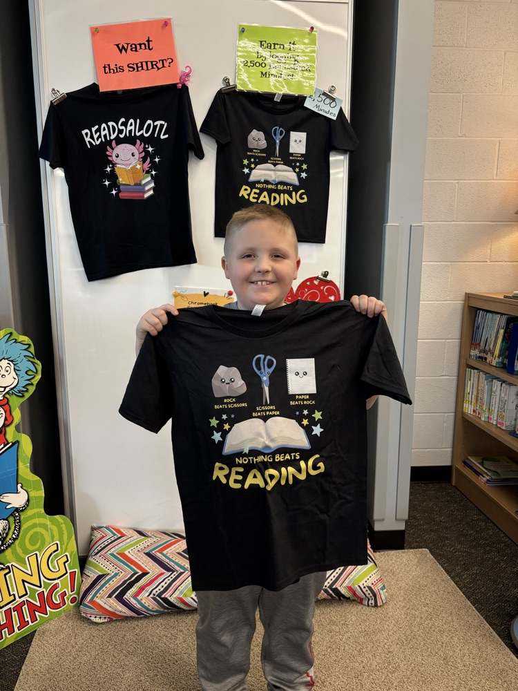 student with reading tshirt