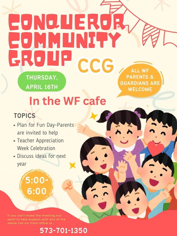 community Conquerer Group - last meeting from 5-6 at WF