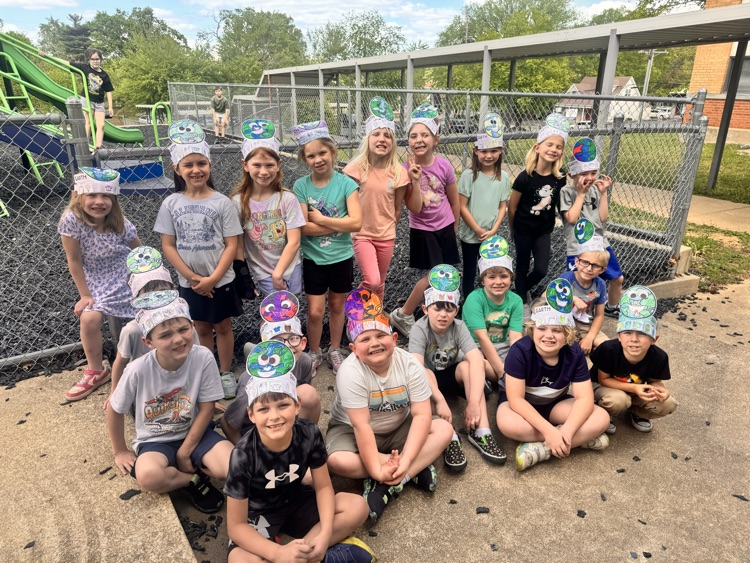 students wearing earth day headbands