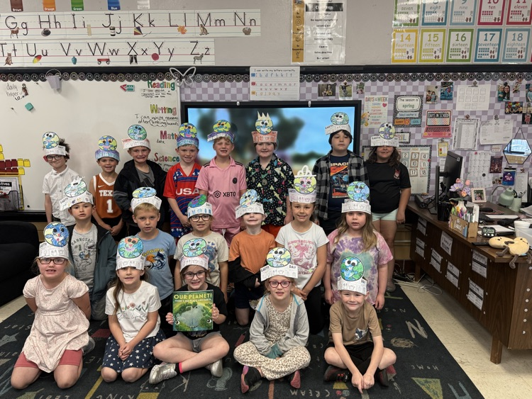 students wearing earth day headbands