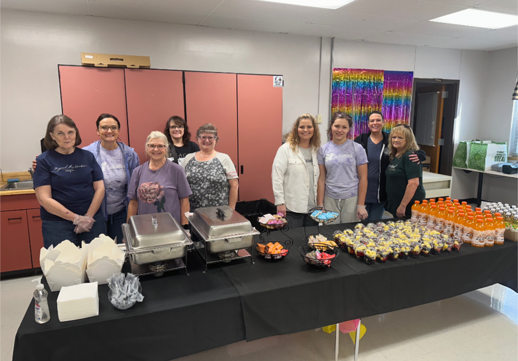 Volunteers from Solid Rock Church serving breakfast for Teacher Appreciation Week