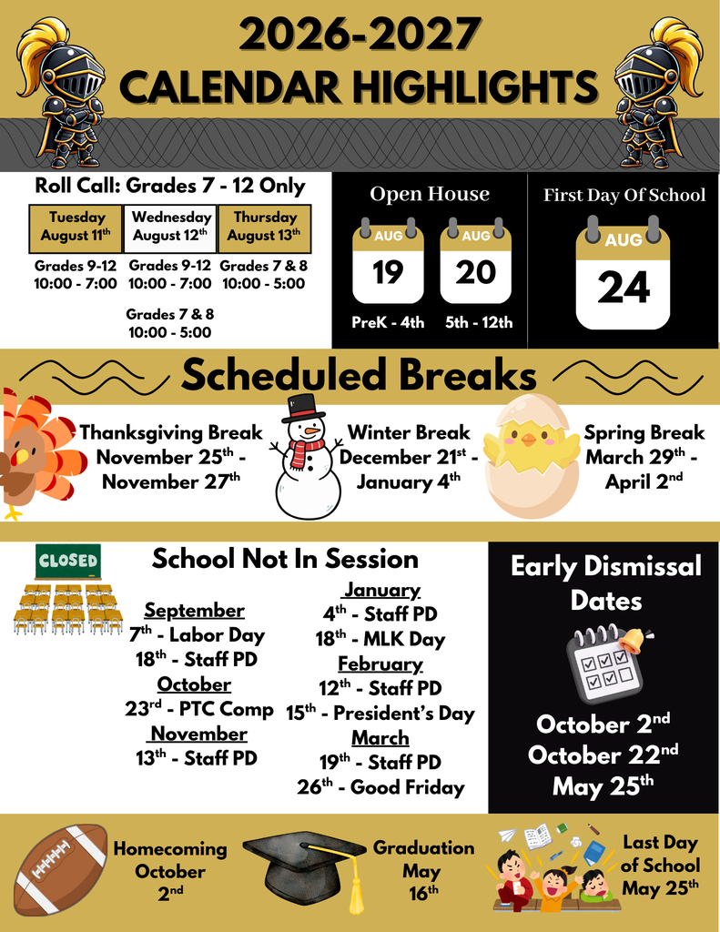 2026-27 school calendar highlights