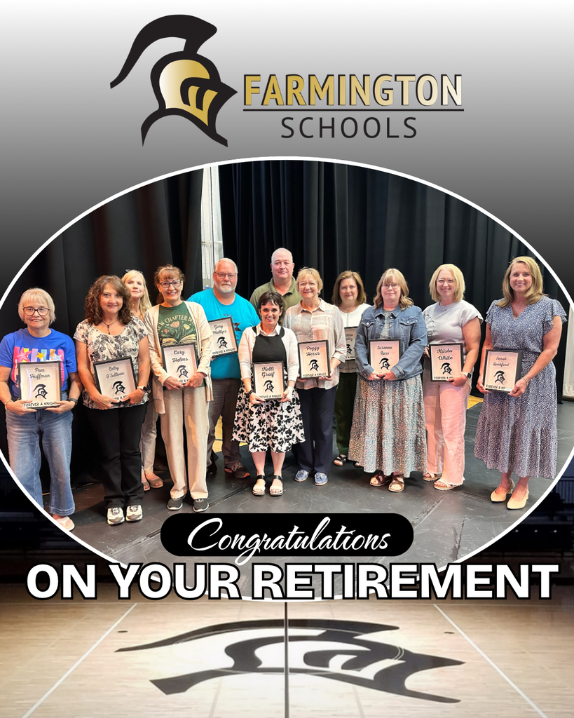Farmington group of retiring educators following 2025-26 school year.