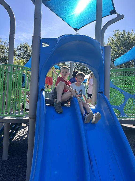 Kids on a slide