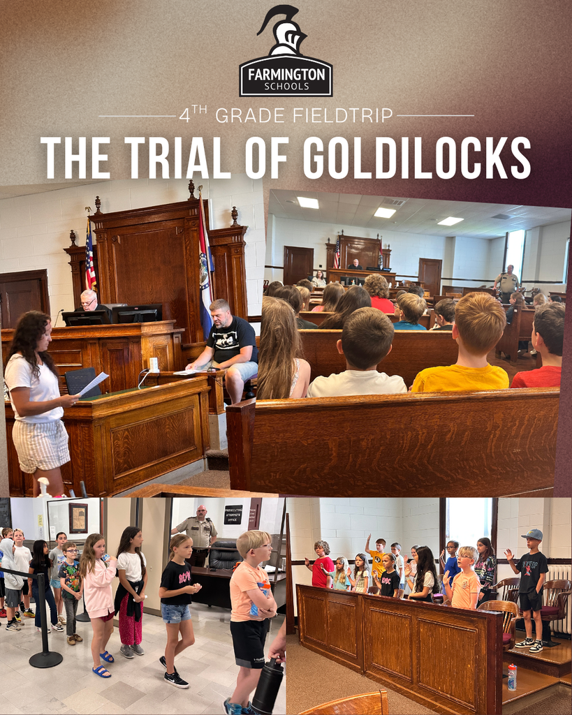 4th graders at courthouse for the "Trial of Goldilocks"