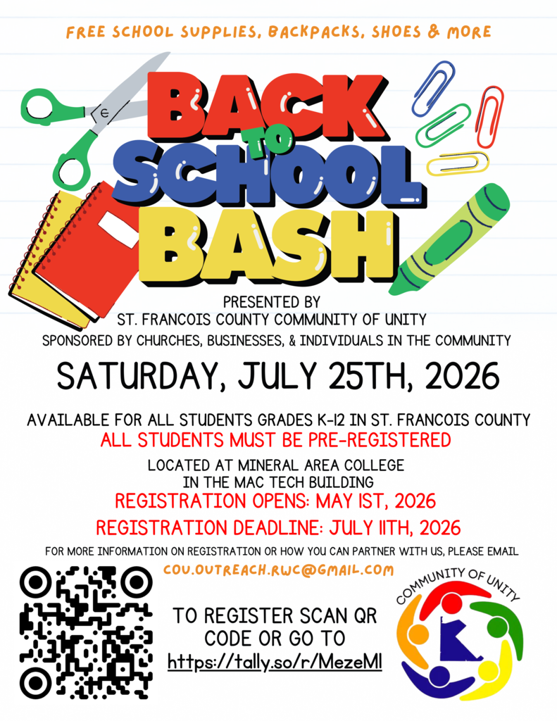 Back to School Bash flyer with July 11 sign-up deadline