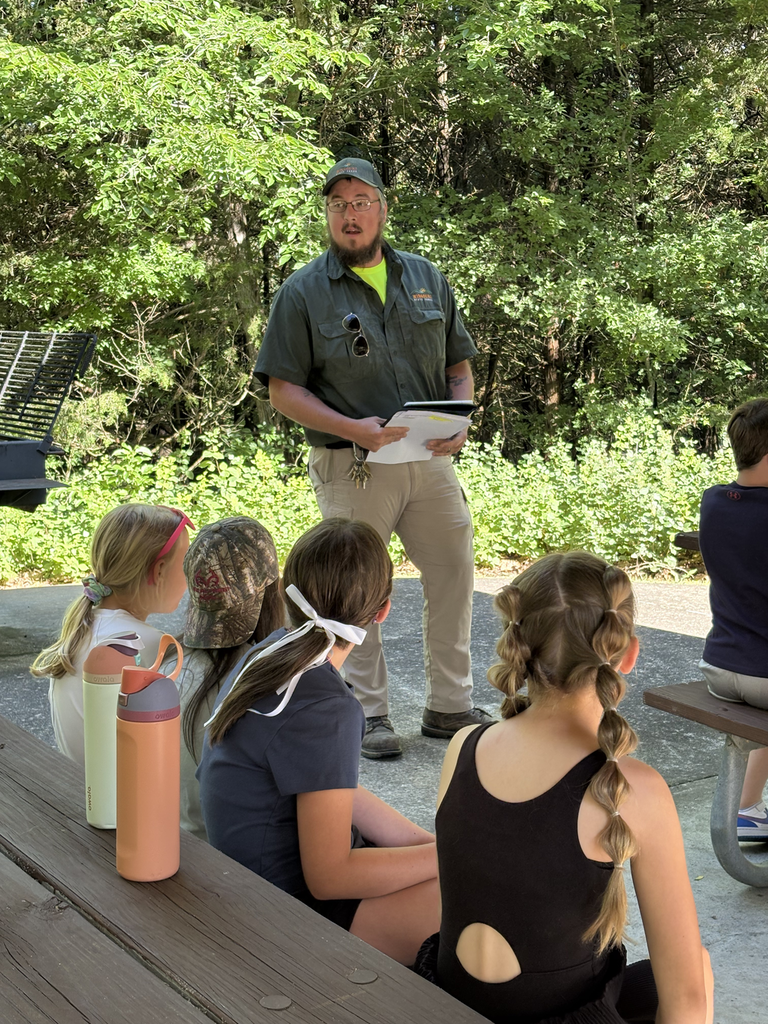 Kids at a park learning about nature