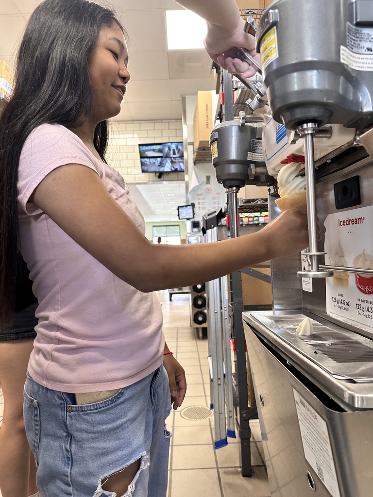 Girl making an ice cream cone