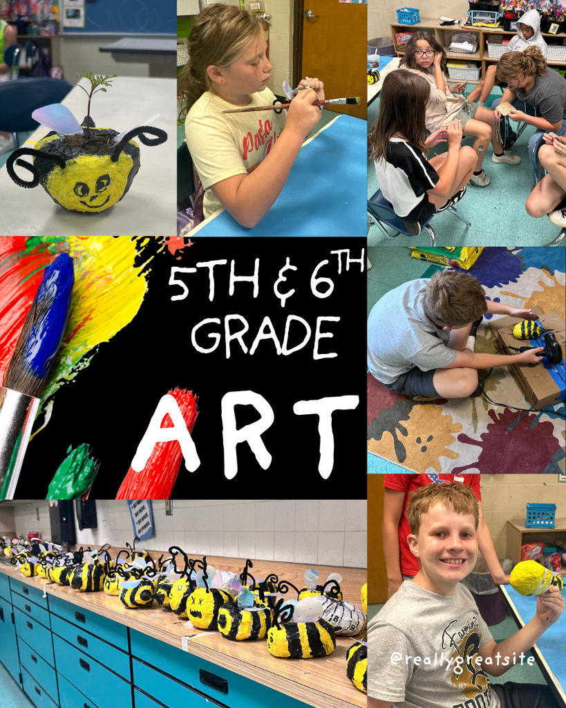Collage of kids in art class